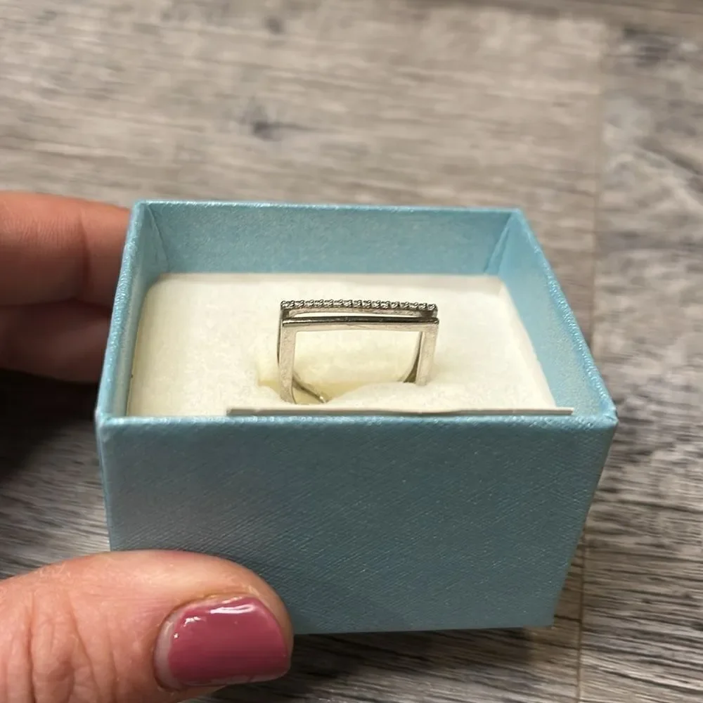 Touchstone Crystal by Swarovski silver open double band ring